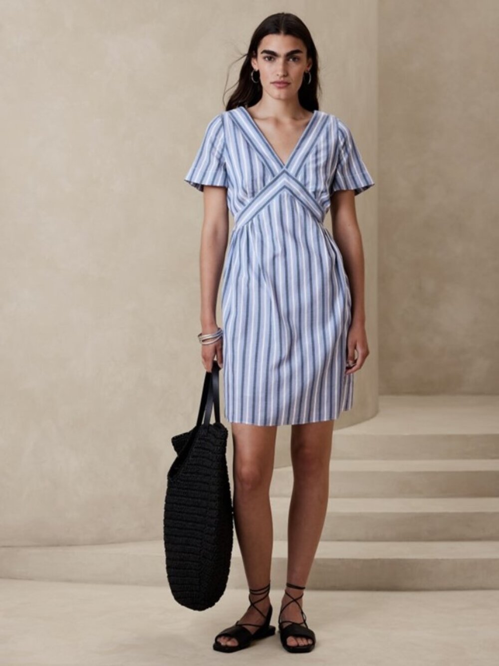 NWT, $110, BANANA REPUBLIC, Flutter-Sleeve Dress - XS Tall